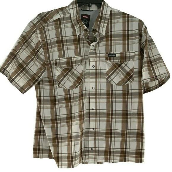 Wrangler Shirts Mens Size XL Outdoor Western Plaid Buttons Pockets Set Of 2 Tops - Picture 3 of 12